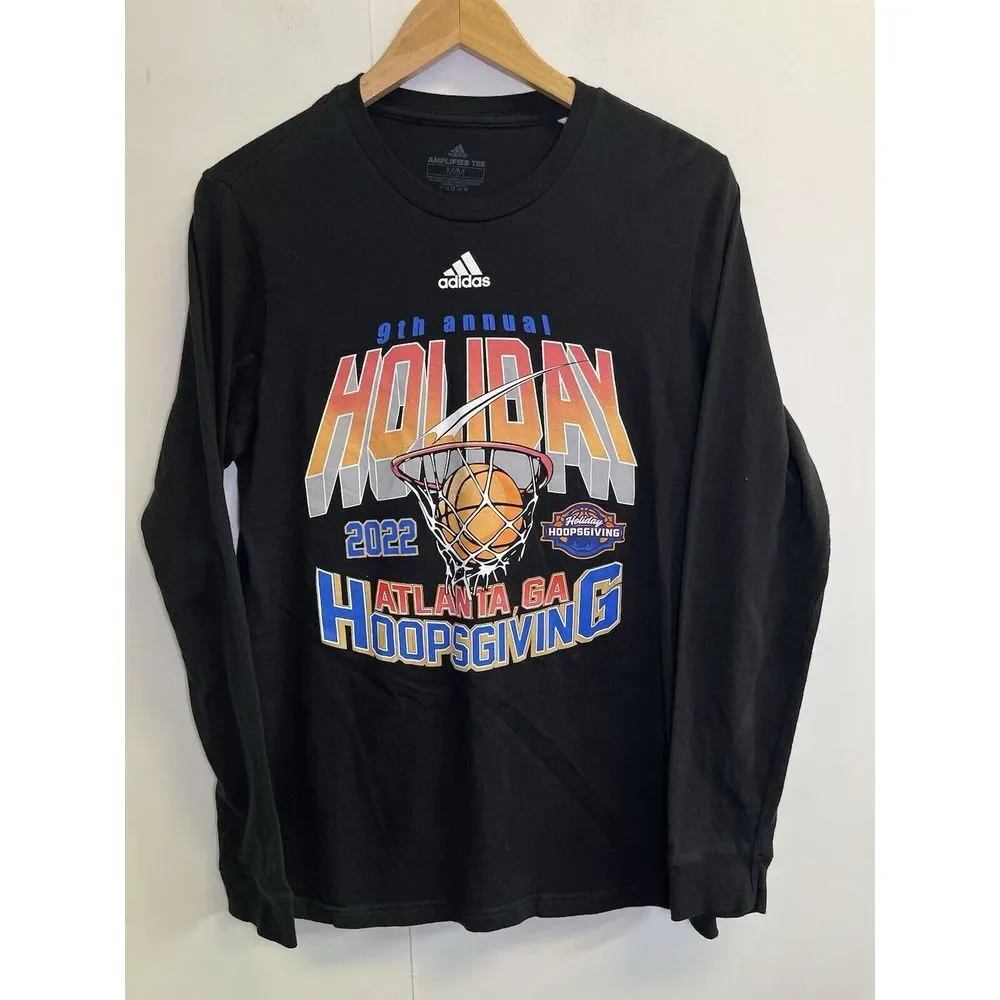 Adiais Amplifier Tee Men's M‎ Shirt Long Sleeve 9th Annual Holiday Hoopsgiving